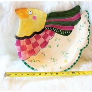 Fitz & Floyd Large SERVING PLATTER Chicken Bird Shaped Canapé Tray Turkey Plate!